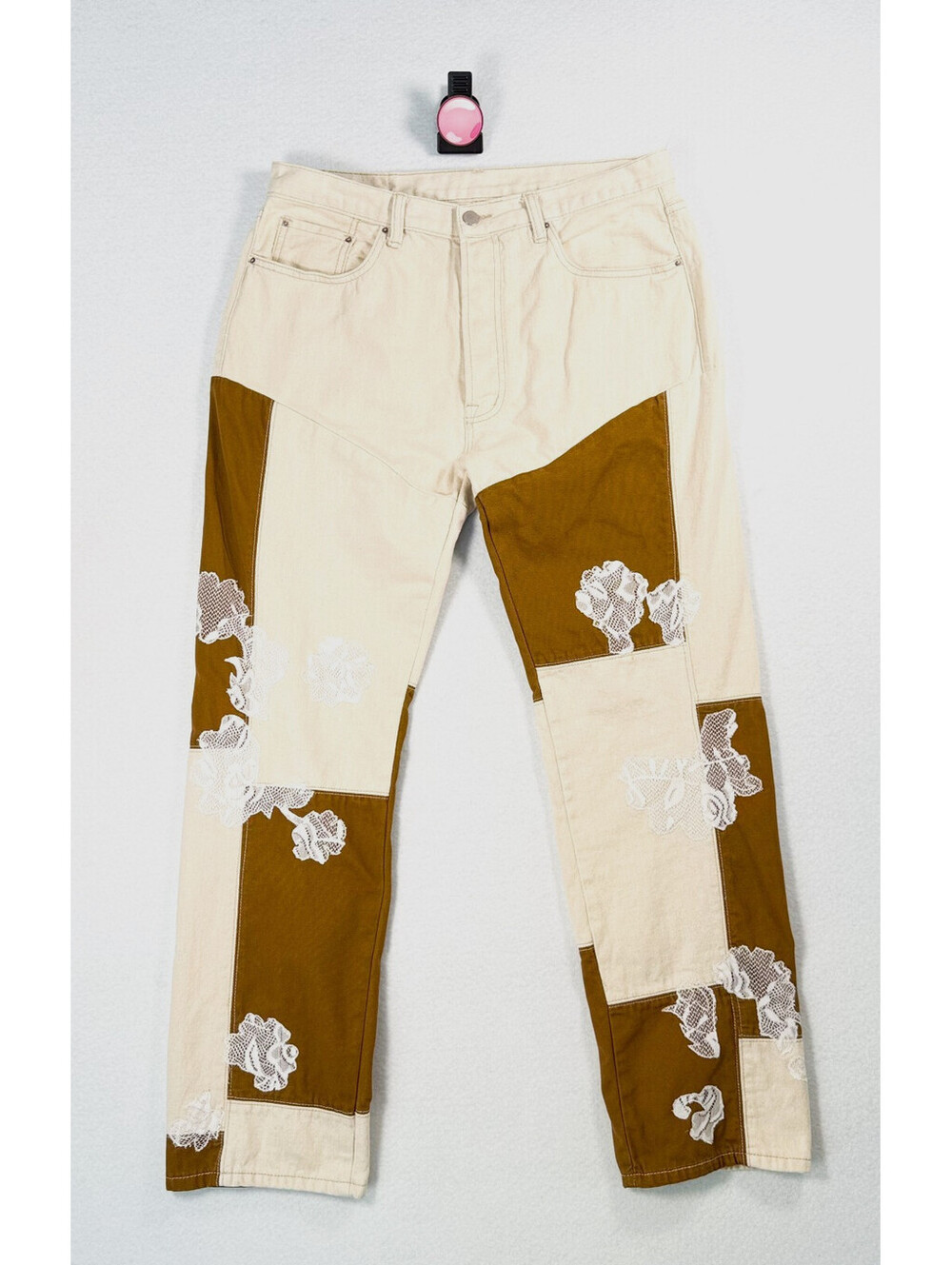 MNML Patchwork Floral Embroidered Acid Wash Jeans Men’s 34